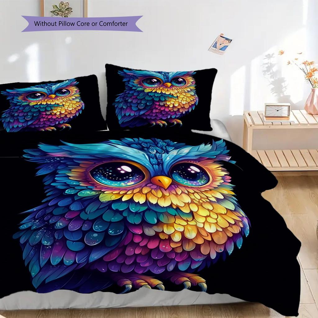 Uggle Mönster Sängkläder Täcke Set Täckeöverdrag Örngott Heminredning Födelsedagspresent (1 * påslakan + 2 * örngott, utan kärna)