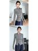 Hong Kong Style Double Zipper Stand-Up Collar Short Jacket: Women's Slim Fit Sweet & Spicy Long Sleeve Base Shirt