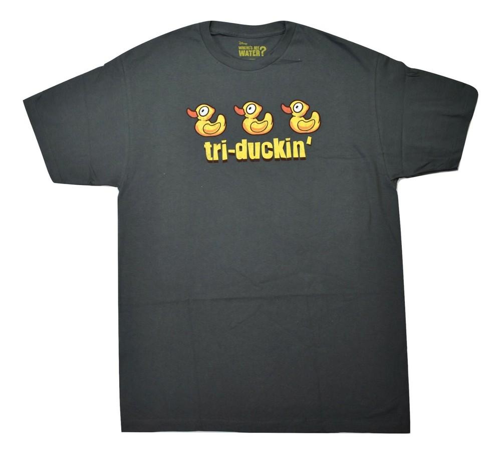 

Mens Where s My Water Tri-Duckin Swampy Ducks Charcoal Tee Shirt New 3XL