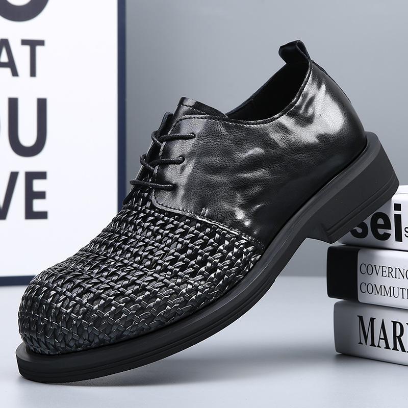 Summer Men's Sandals Hand-woven Hollow Breathable Derby Shoes Men's High-end Business Casual Big Head Leather Shoes