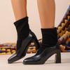 Skinny high-heeled fashion boots Winter new thick-heeled retro large-size Martin boots