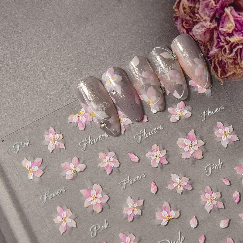 

Tomoni Best Selling National Style Peach Blossom Cherry Blossom Nail Stickers Nail Sticker [Get Manicure Implement Free]] Pink peach blossom