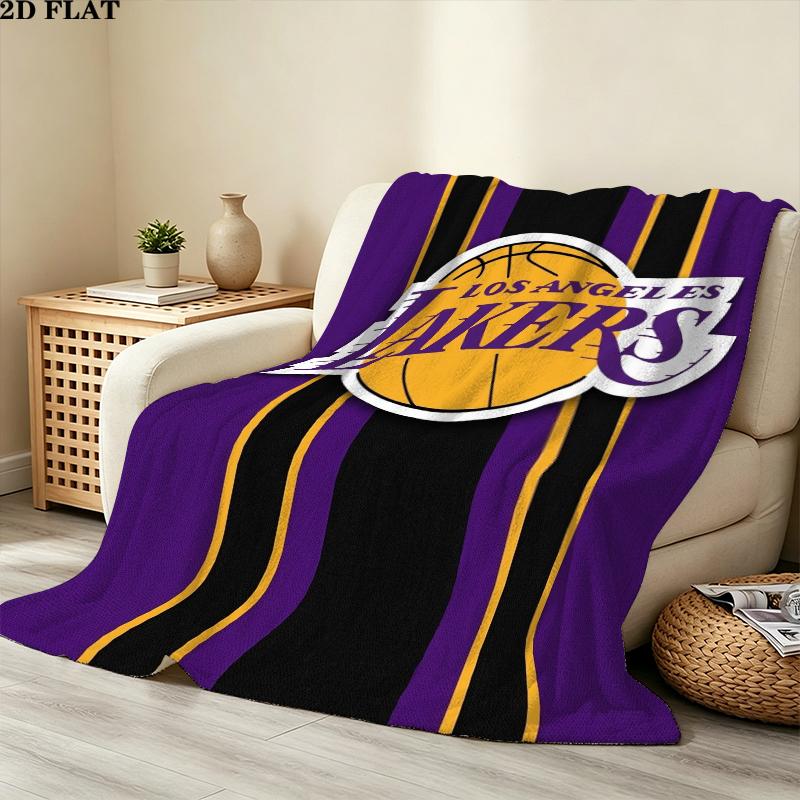 Los Angeles Lakers Print Flannel Blanket, High quality Comfortable for All Seasons, Home Decor, Warmth and Comfort, Perfect for Christmas Gifts