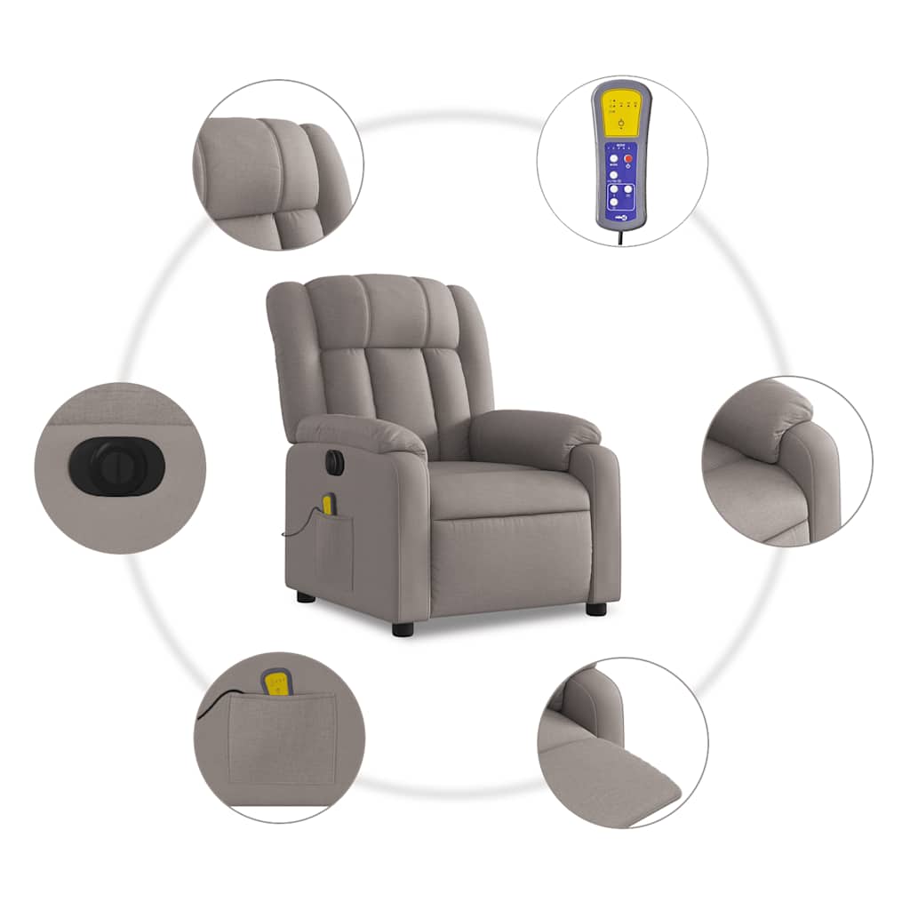 Electric Massage Chair Taupe Fabric