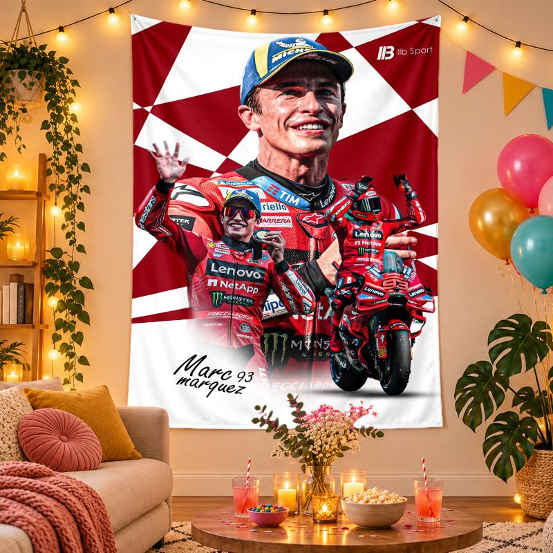 Polyester Wall Tapestry with Marc Marquez Design, Decorative Hanging for Bedroom Living Room Dorm