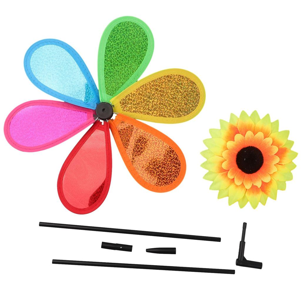 1PCS Sunflower Windmill Colorful Sequins Windmill Home Outdoor Garden Camping Picnic Home Garden Decoration
