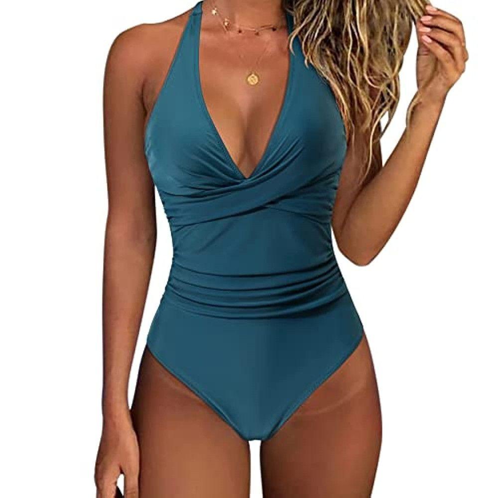 New European and American Foreign Trade Tight One-piece Swimsuit Women's Backless Sexy Cross-color Swimsuit