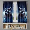 2pc Cute raccoon print curtains, polyester fabric, machine washable, suitable for bedroom and living room decoration