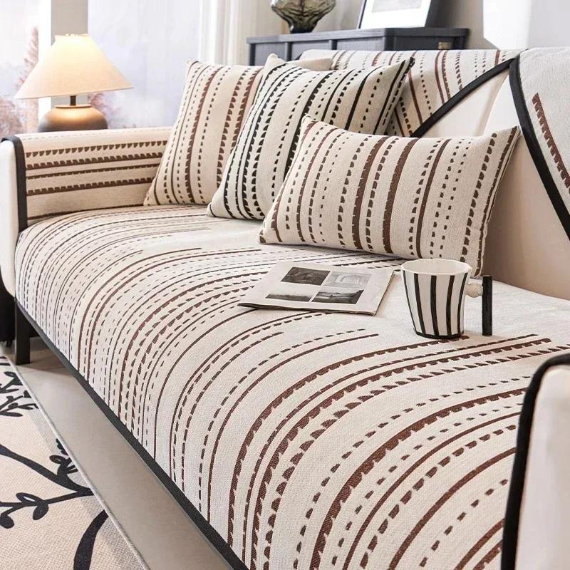 Luxuriöser Chenille-Sofabezug für Wohnzimmer Zuhause Rutschfestes Sofakissen Handtuch Rutschfester L-Form Universal Couch-Überwurf