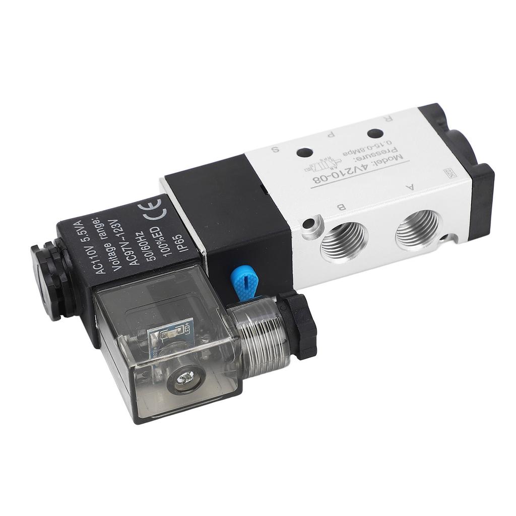 4V210‑08 Electric Solenoid Valve 2 Position 5 Way Cylinder Control Reversing Valve Pneumatic Air Valve AC110V