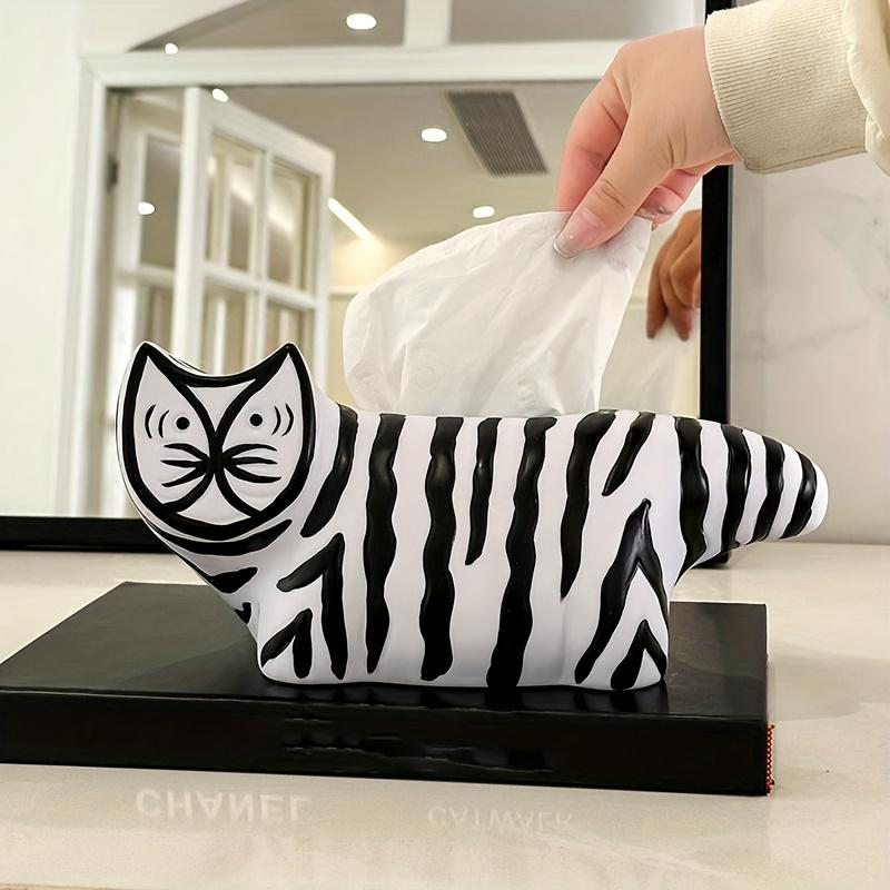 1p Striped Cat Decorative Paper Storage Organizer,Ideal for Living Room, Dining Table, Coffee Table, TV Cabinet Center Decoration, Bedroom Home Decor