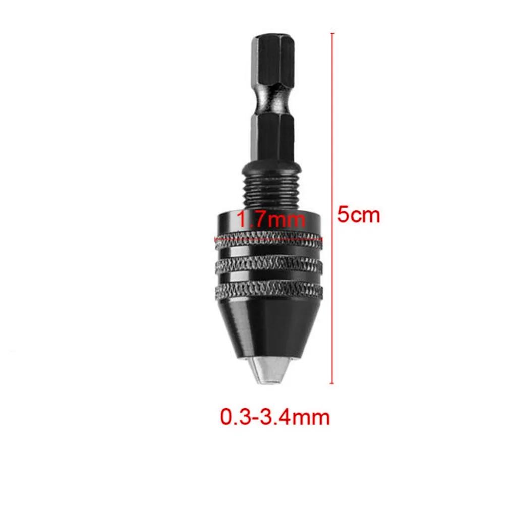 Mini Keyless Drill Chuck 0.3-8mm Self-Tighten Electric Drill Bits Collet Fixture Tools 1/4" Hex Shank Quick Change Converter