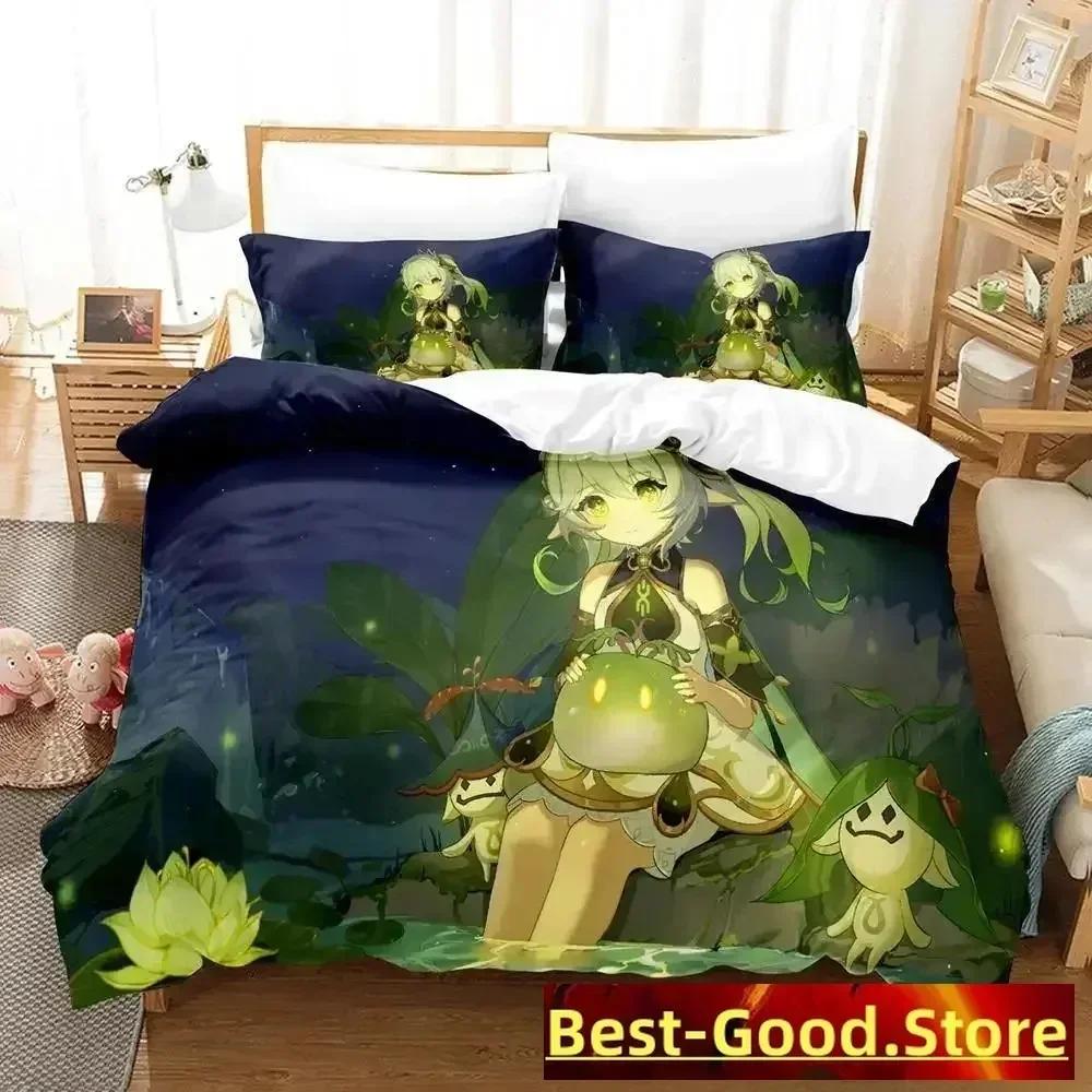 

Новый игровой комплект постельного белья Nahida Genshin Impact, комплект из трех предметов в стиле аниме для взрослых и детей, комплект пододеяльников 3D Kawaii Girls 70x133cm 2pcs