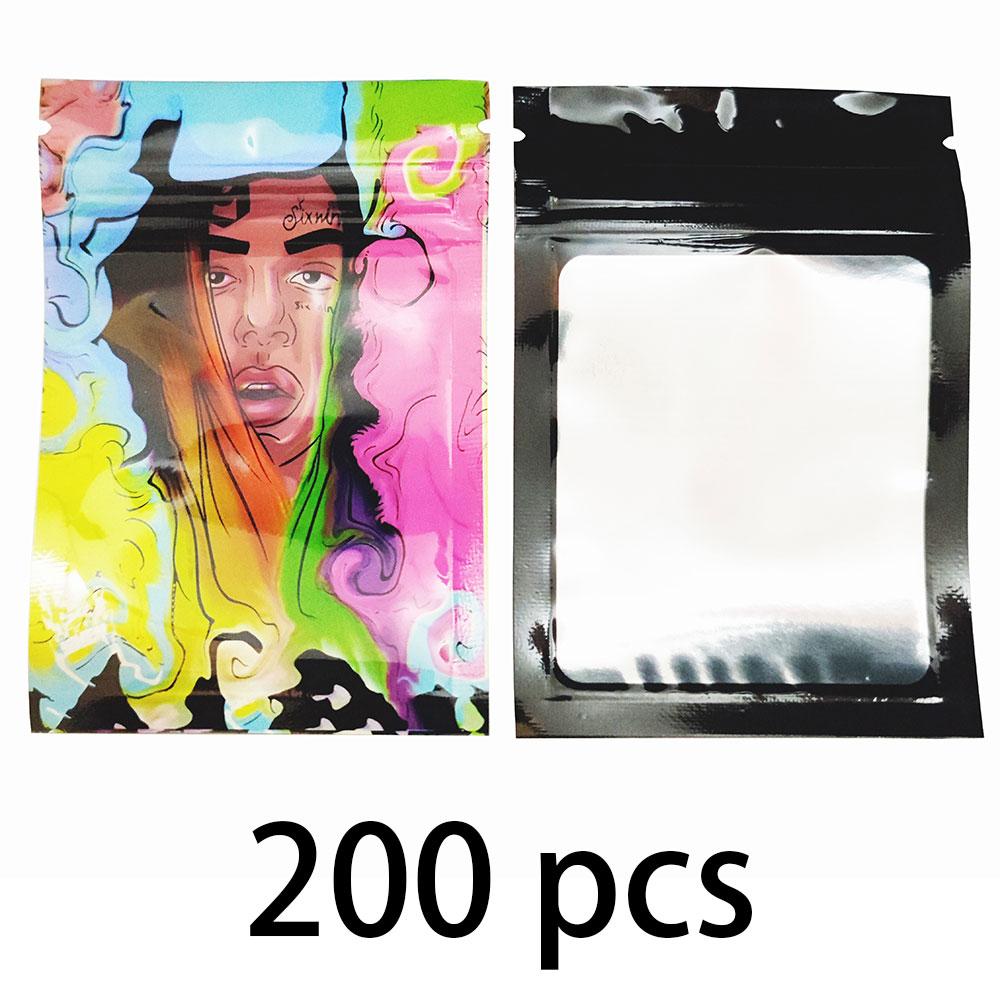 200 pcs Foil Plastic Bags Baggie Pouch Waterproof Jewelry Coffee Bean Candy 7x10M Portable Ziplock Storage Bag Various Patterns
