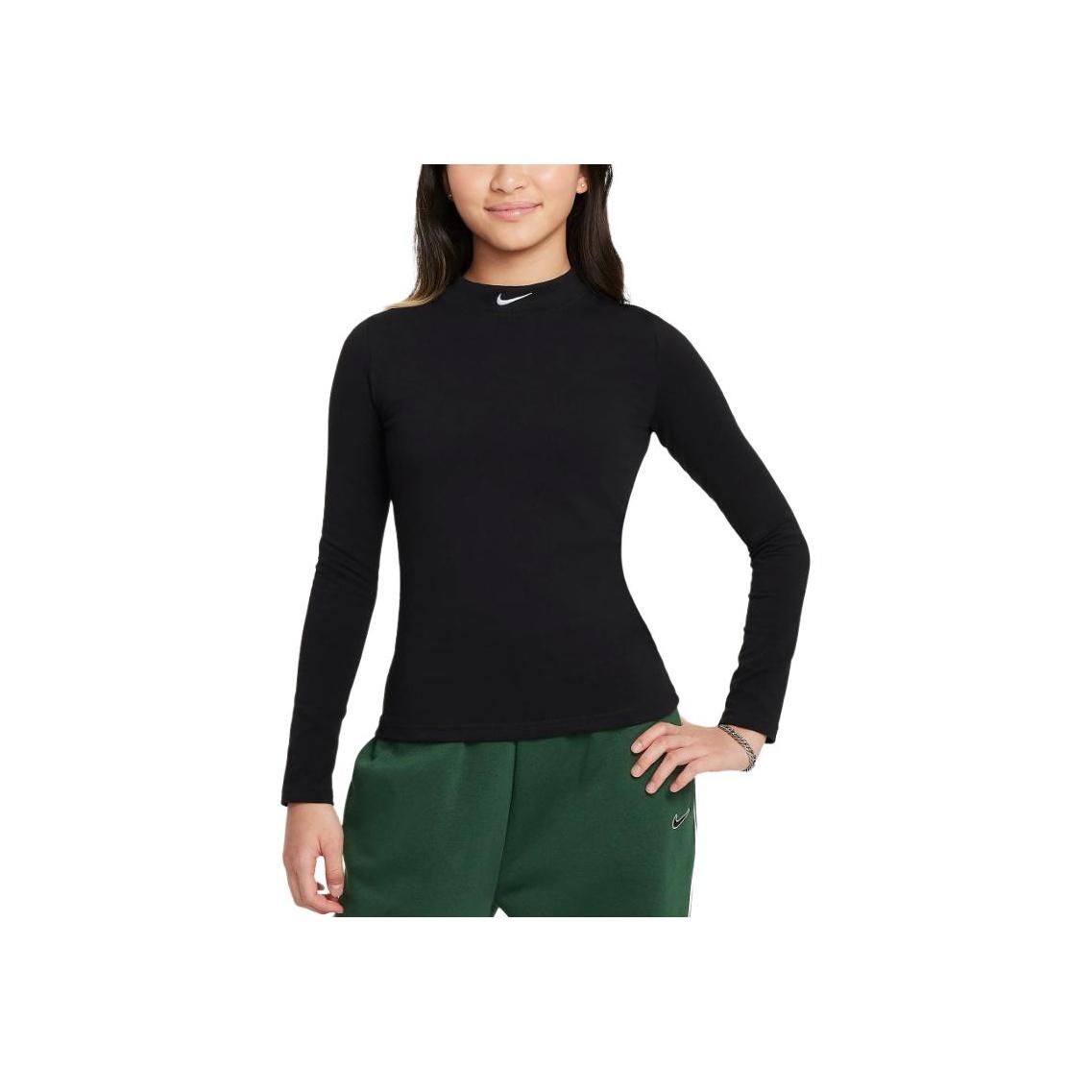 

Nike Sportswear Solid Color Comfortable Warm Half High Neck Long Sleeve Sweatshirt Kids sweatshirt Black FZ5555-010 L