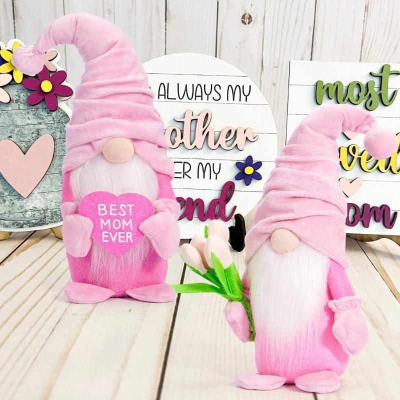 Mother Day Gnome Decorations Handmade Plush Gnome Doll Desk Ornament Mother Day Gift for Mother Day Anniversary