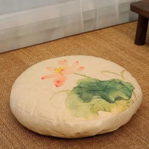 Chinese Linen Cotton Tea Ceremony Worship Buddha Floor Cushions Round Shape Thicken Office Balcony Cushion Tatami Yoga Mat