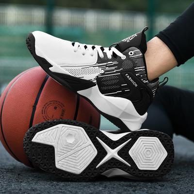 Rubber Soled Basketball Shoes for Men's Outdoor Hiking Travel Shoes Simple Black Men's Cycling Casual Shoes Waterproof Anti Slip