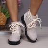 Fashion Short Plush Flats Ankle Boots Warm Women Shoes 2024 Trend Brand New Lace-up Sneakers Cozy Casual Motorcycle Boots Botas M
