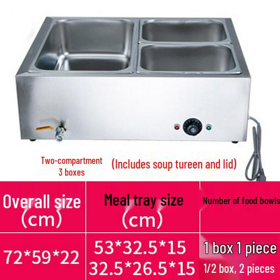 Stainless Steel Electric Food Warming Table - Multi-Functional Countertop Heater for Soups & Dishes.