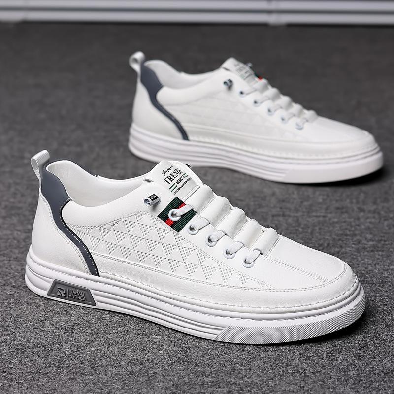 Leather Autumn and Winter New Cowhide Shoes Breathable Board Shoes Soft Sole Soft Surface Four Seasons Versatile Casual Shoes Fashion White Shoes