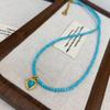 Medieval French Blue Turquoise Necklace, Women'S Niche Design, Love Pendant, Small And Versatile Stacked, Wearing Collarbone Chain Tide