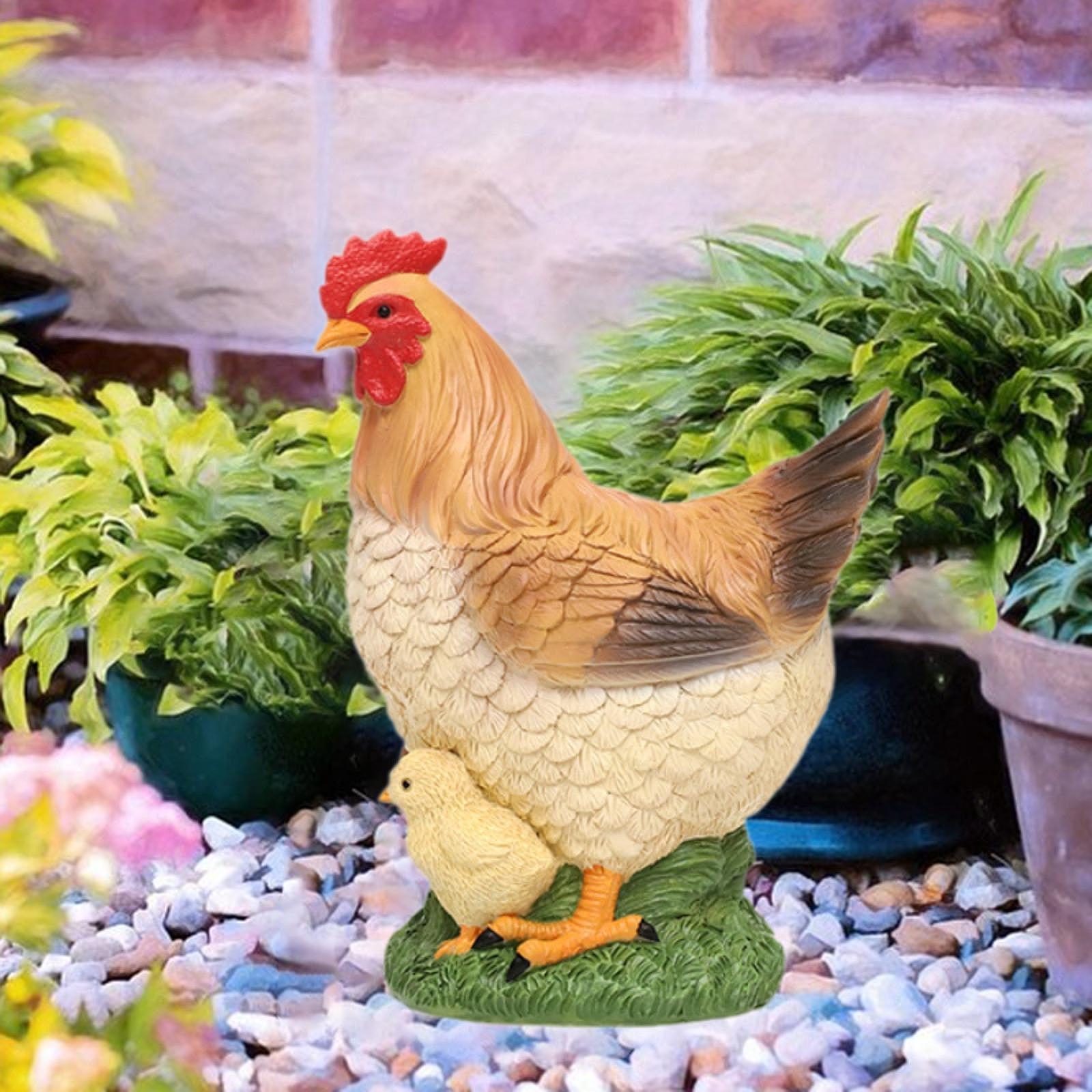 Chicken Garden Statue Yard Display Farm Animal Sculpture Decorative Hen for Outdoor for Outside Patio Backyard Landscape Pathway multicolore