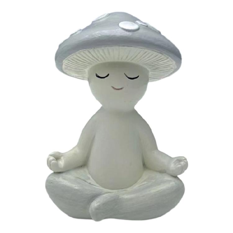 

Meditations Mushroom Resin Statue Cute Plant Figurine Tabletop Ornament for Living Room and Garden Patios Decoration
