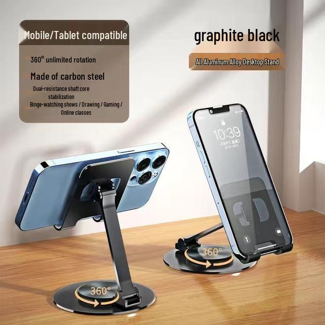 360° Rotatable Aluminum Stand for Mobile/Tablet - Portable & Adjustable for Hands-Free Use