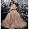Champagne evening dress fairy bridesmaid dress 1011 summer new banquet temperament host heavy industry long dress