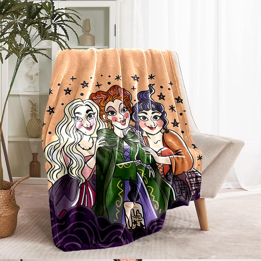 Hocus Pocus Theme Printed Blanket - Perfect for Couch, Bed, Travel & Outdoor Use | Machine Washable, Cozy & Durable.