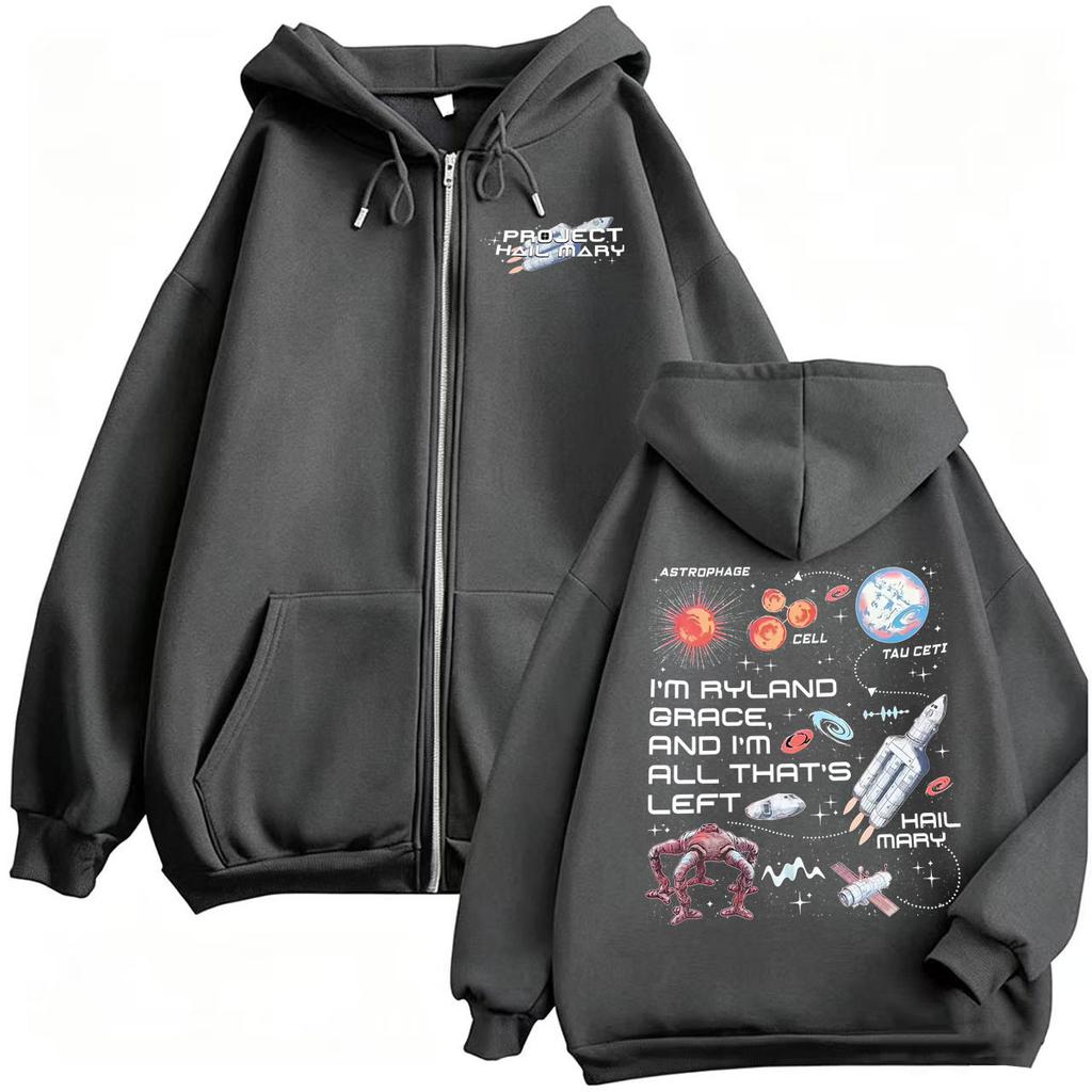 Komik Hayran Bırakan Roket Rocky Proje Hail Mary Fermuarlı Kapüşonlular Unisex Moda Mizah Sevimli Ceket Sweatshirt Montlar