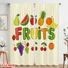 2pcs 2D Flat Printing Window Drapes Fruits Illustration Cartoon Design Polyester Fabric Without Electricity All Season Party &