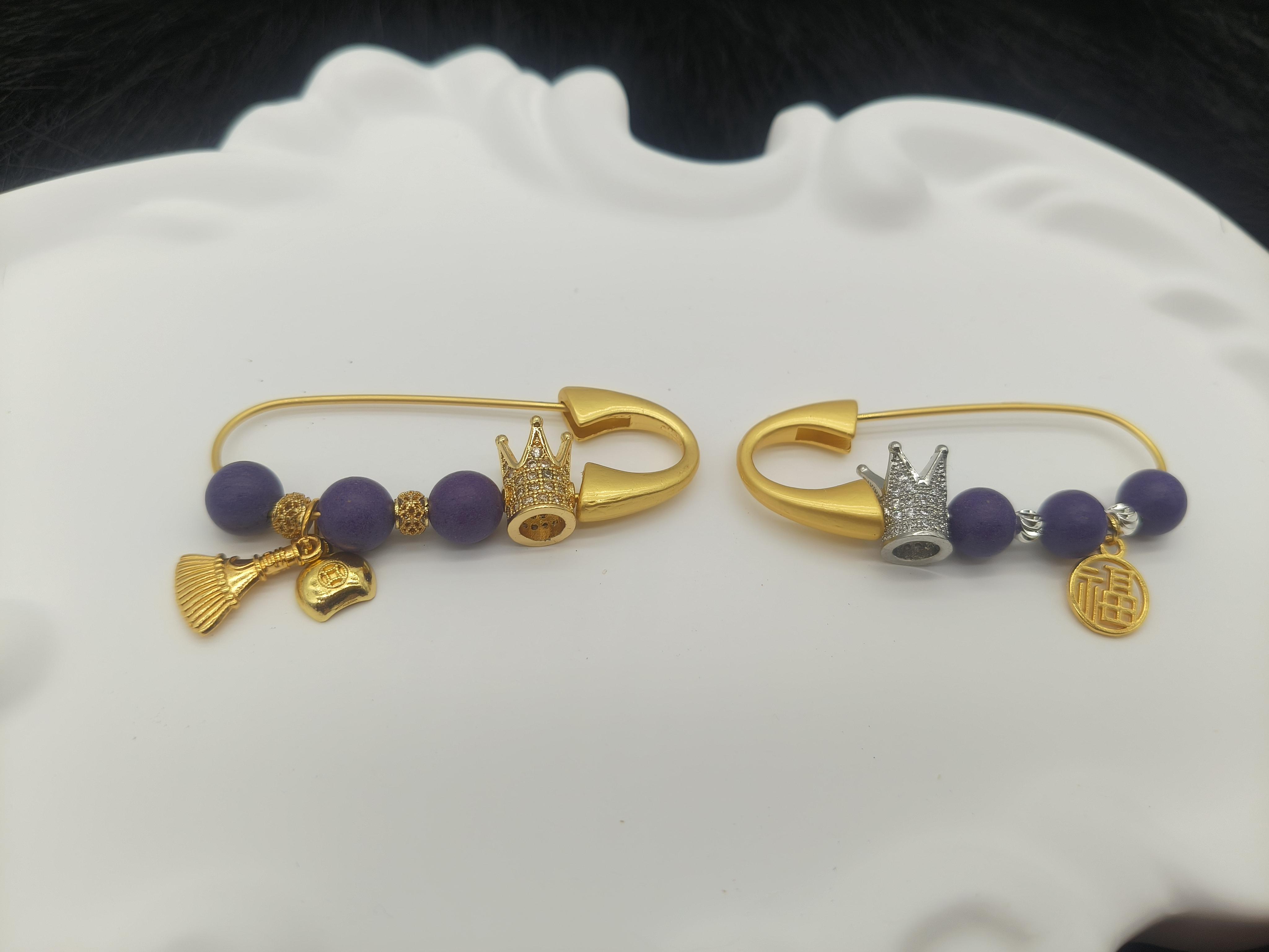 Purple-Gold Crown Zen Calm Incense Brooch