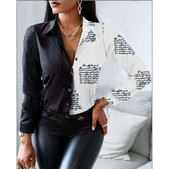 Jarní a podzimní novinka Dámské Univerzální Dlouhý rukáv Každodenní Business Dojíždění Elegantní Pohodlí Sexy spodní košile Top