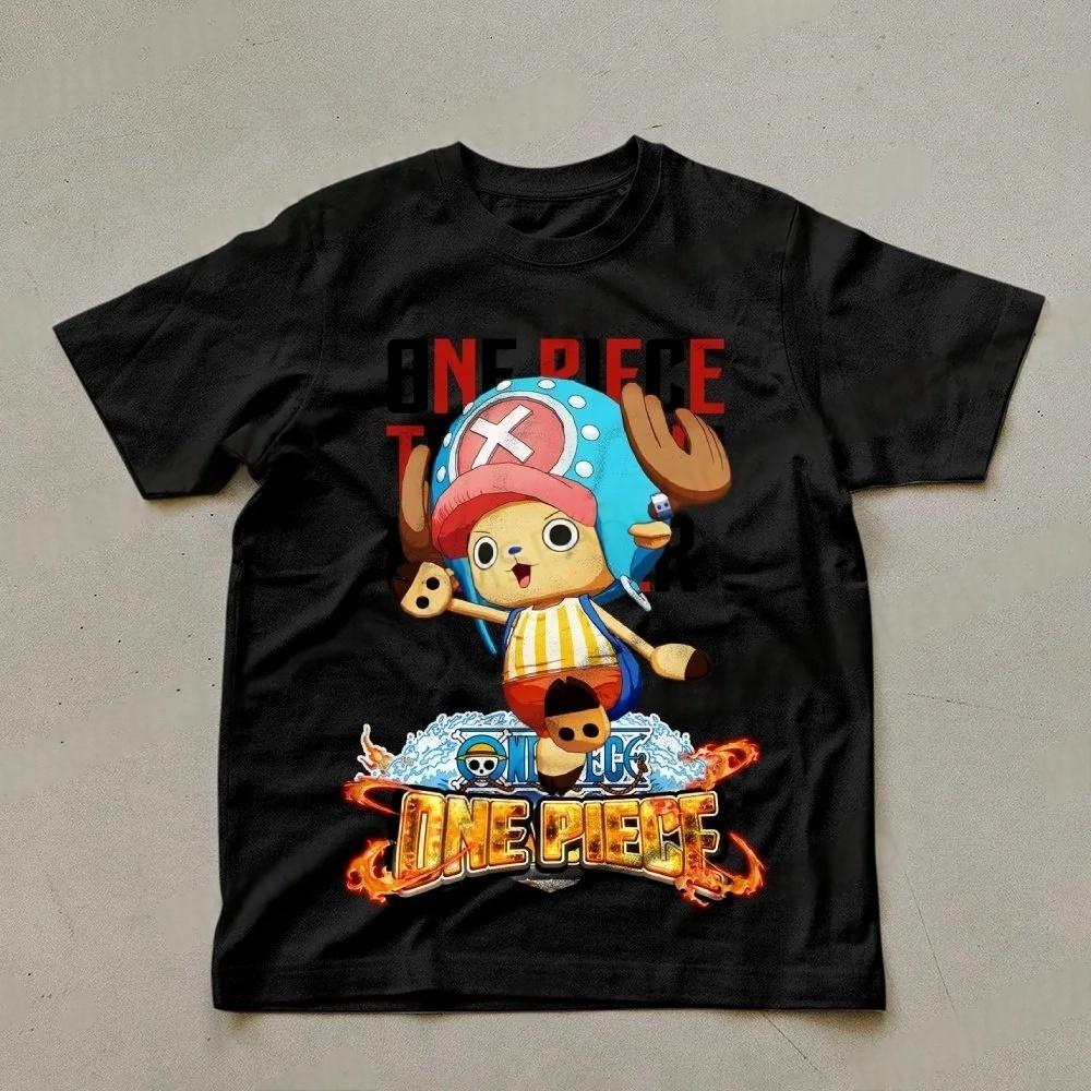 

One Piece Men s T-shirt Tony Tony Chopper Summer Japan Anime Autumn Boys Children Short-sleeved Basic Punk Parent-Child Outfit 4XL