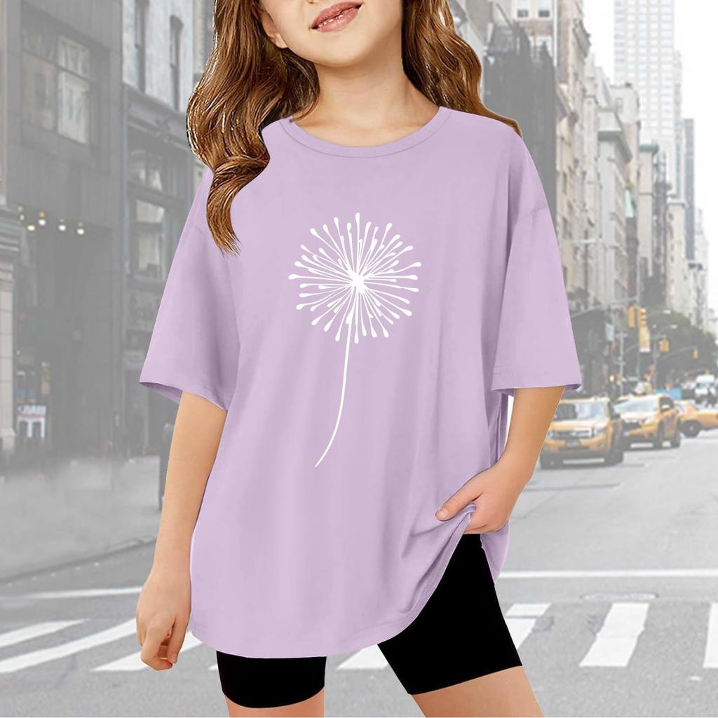 Kids Cute Fashion Short Sleeve Round Neck Printed Casual T-Shirt Top