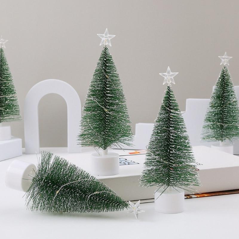 Tabletop Christmas Tree Mini Artificial Christmas Tree with LED Multicolor String Lights for Holiday Home School Office