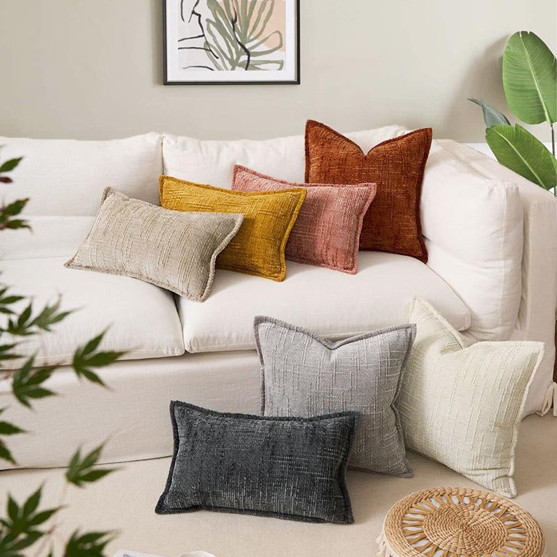 2pcs Solid Color Chenille Pillow Covers, Made of Chenille Fabric with Soft and Delicate Touch, Suitable for Living Room, Bedroom, and Sofa Scenes