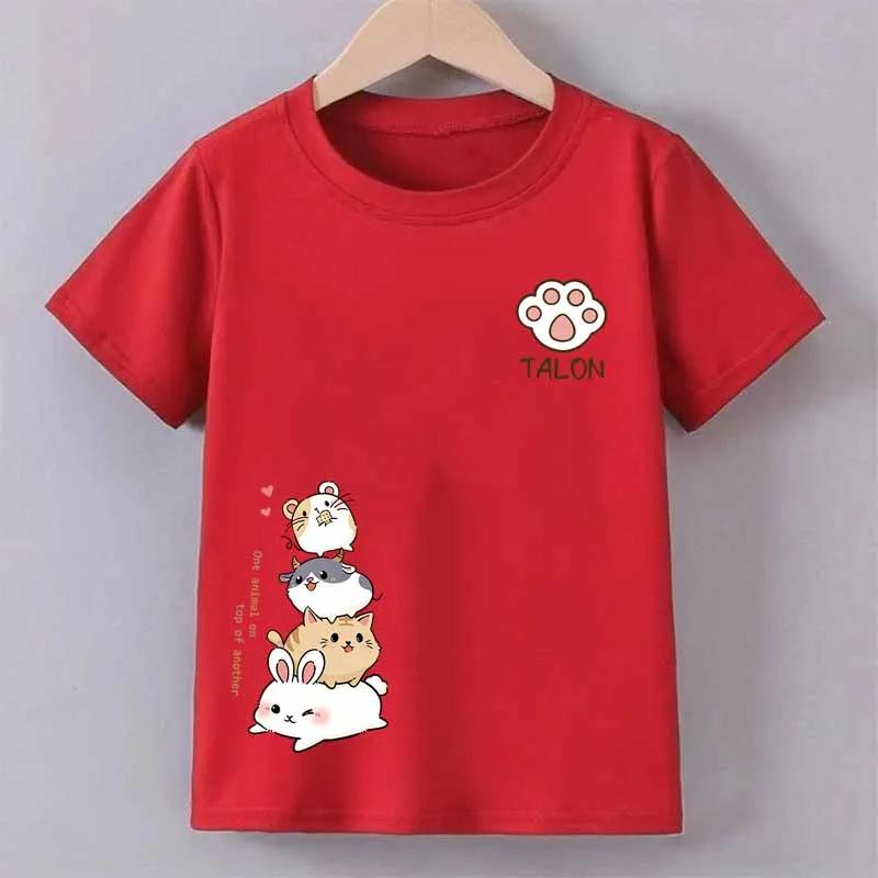 Kids Cute Critter Print TShirt Summer Girls Boys Children Funny Casual Colorful Comfortable Tops Crew Neck Short Sleeve Tees