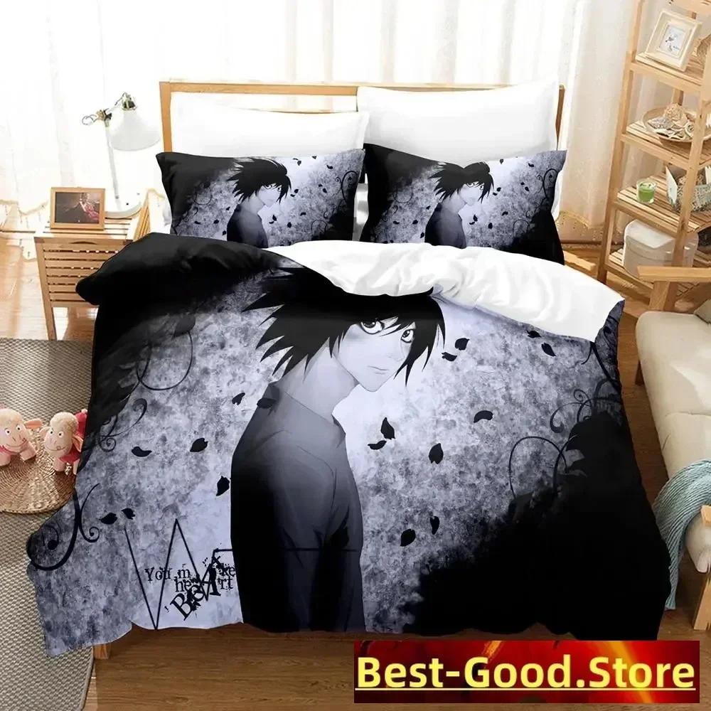 3D Death Anime Note Beding Set Printed Bed Linen Set With Pilowcase Soft Duvet Cover Soft Single Double Quen Super King-Sized Dimensionsd Dimensions
