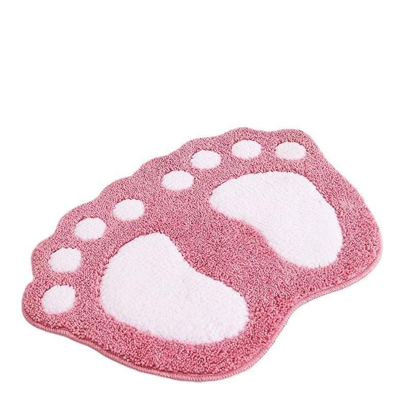 Soft Plush Footprint Bath Mat Bathroom Kitchen Entryway Bedroom Non-Slip Absorbent Floor Rug Washable Modern Decor