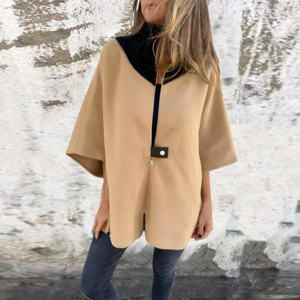 Damen Herbst und Winter Casual Loose Zipper Stehkragen Jacke Jacke