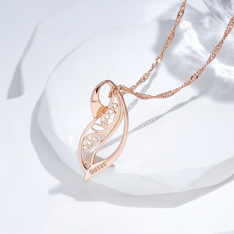 New Trend Glossy Pendant Necklace Fashion Rose Gold Color Creative Metal Ethnic Jewelry Unique Romantic Daily Necklace