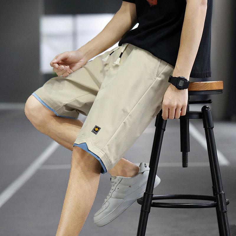 Pantaloncini estivi da uomo, pantaloni della tuta, larghi, casual, da spiaggia, tinta unita, cinque quarti, taglie forti