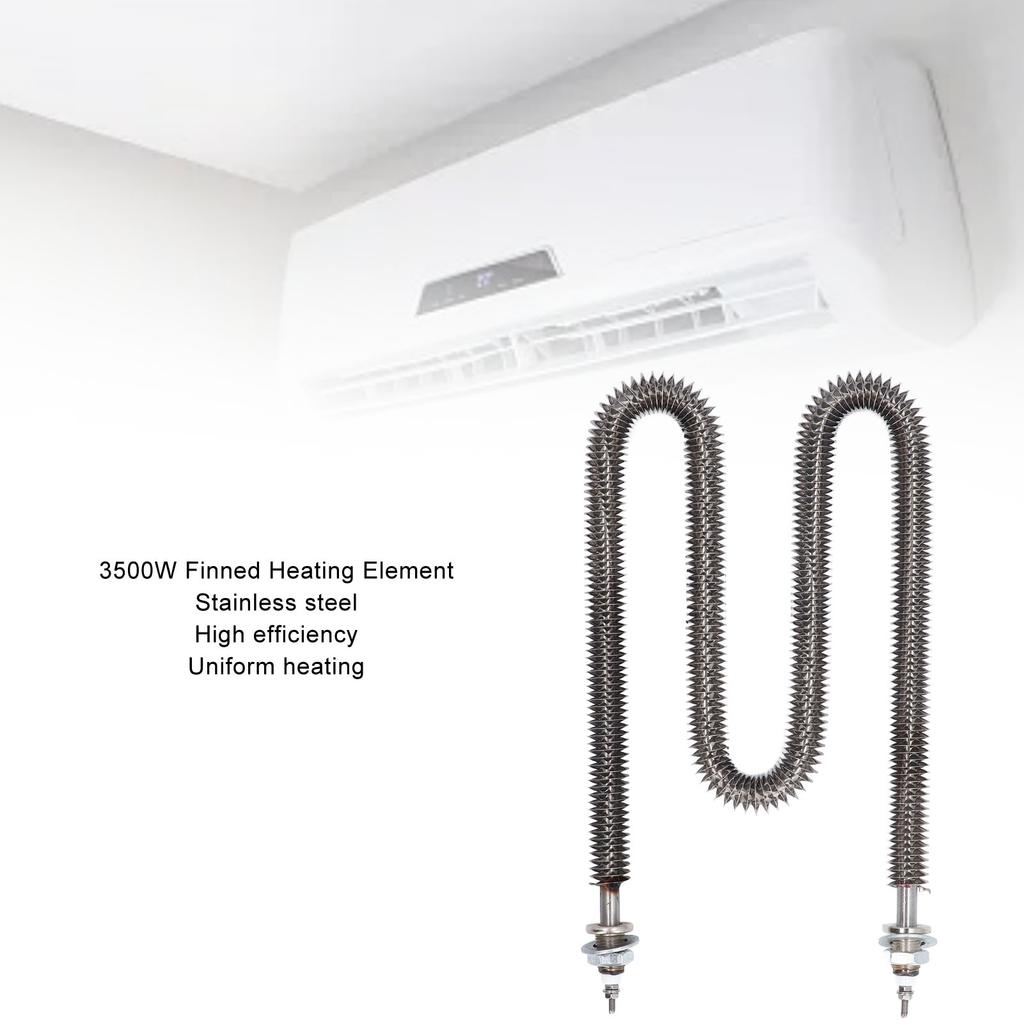 Finned Heating Element W Type 3500W M18 X 25 Stainless Steel Electric Heat Tube for for Ovens Baking Air Conditioning AC 380V