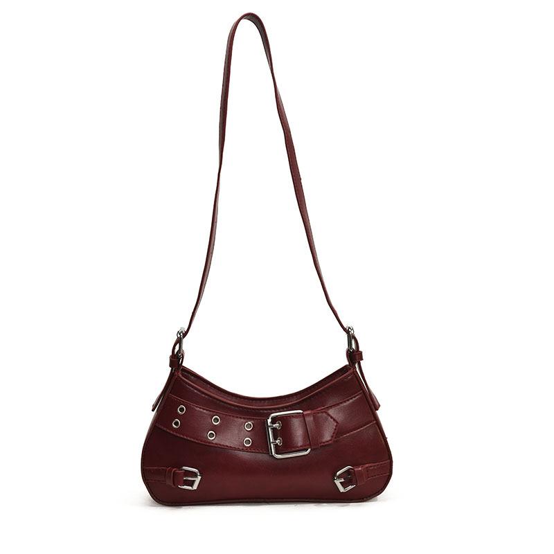 

Крутая сумка Spice Girls 2025 Весна Новая женская сумка Персонализированная сумка на плечо в стиле локомотива Ретро пряжка на ремне Простая сумка-мессенджер красный