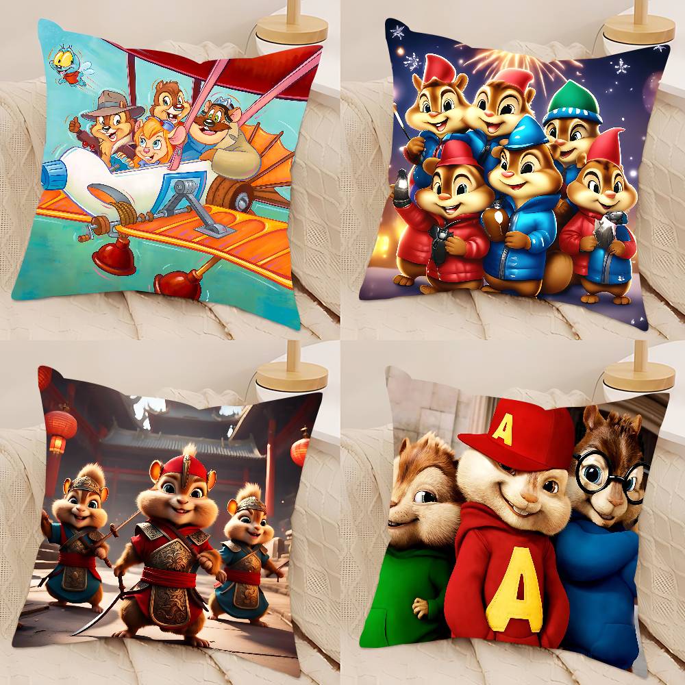 A-Alvin E T-The Chipmunk-s Federa Rimovibile Lavabile Copricuscino – Lino Morbido per Tutte le Stagioni