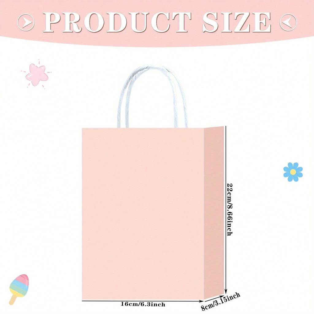 Colorful Kraft Paper Gift Bags with Handle, Gift Wrapping Bags for Party, Birthday, Valentine's Day, Christmas, Candy Bags