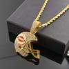 New hip-hop full diamond trend bouncing football helmet pendant with 5mm twist chain necklace